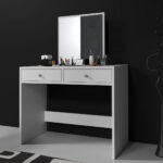 Masa de toaleta si machiaj Mega cu 2 sertare și oglinda, 100x50x134 cm, finisaj alb Mob360 - imagine 6