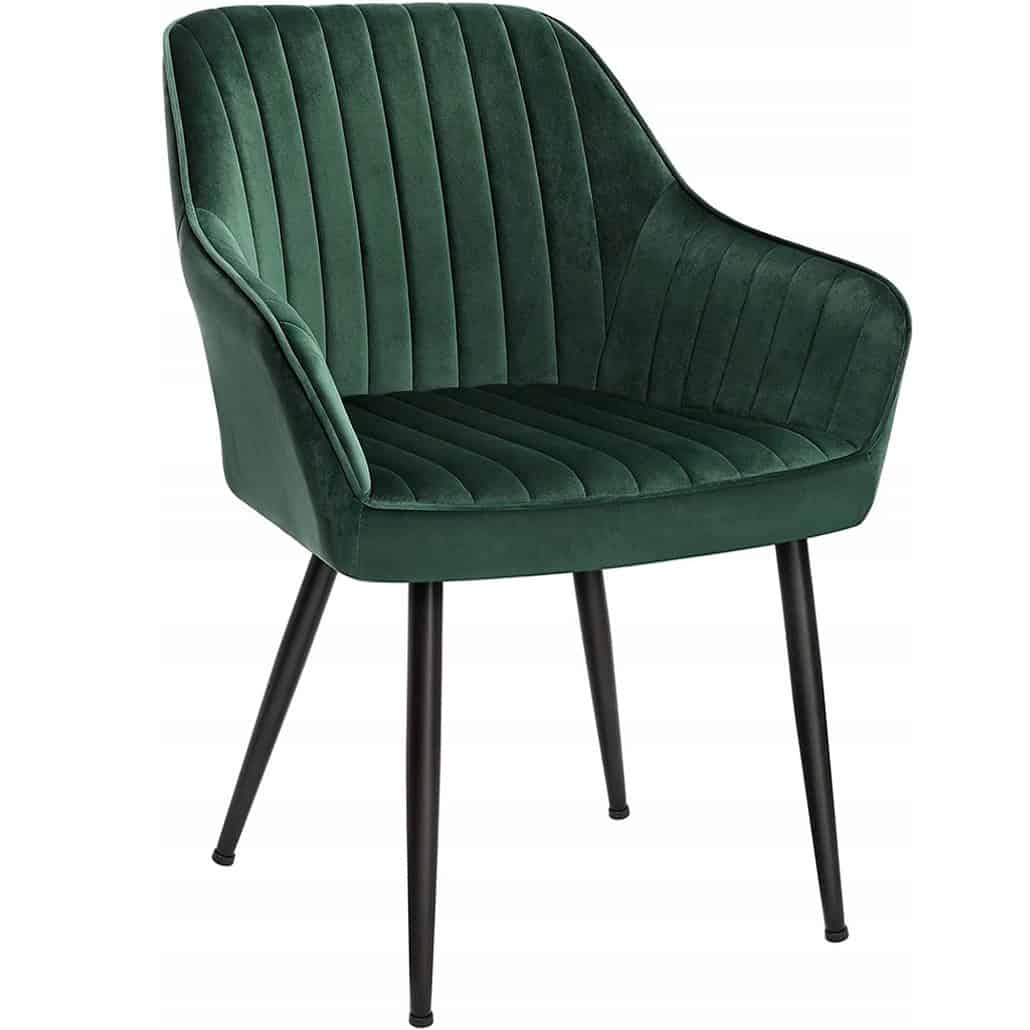 01-10 Scaun living tapitat din catifea cu cotiere, sarcina 120 kg, 63x60x85 cm, verde Mob360 - imagine 1