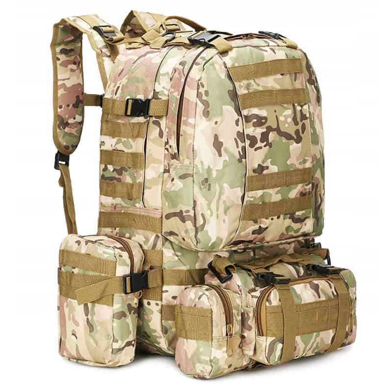 01 Rucsac militar pentru drumetie, impermeabil, ultra usor, 4 in 1, 50litri, culoare combat camuflaj Mob360 - imagine 1