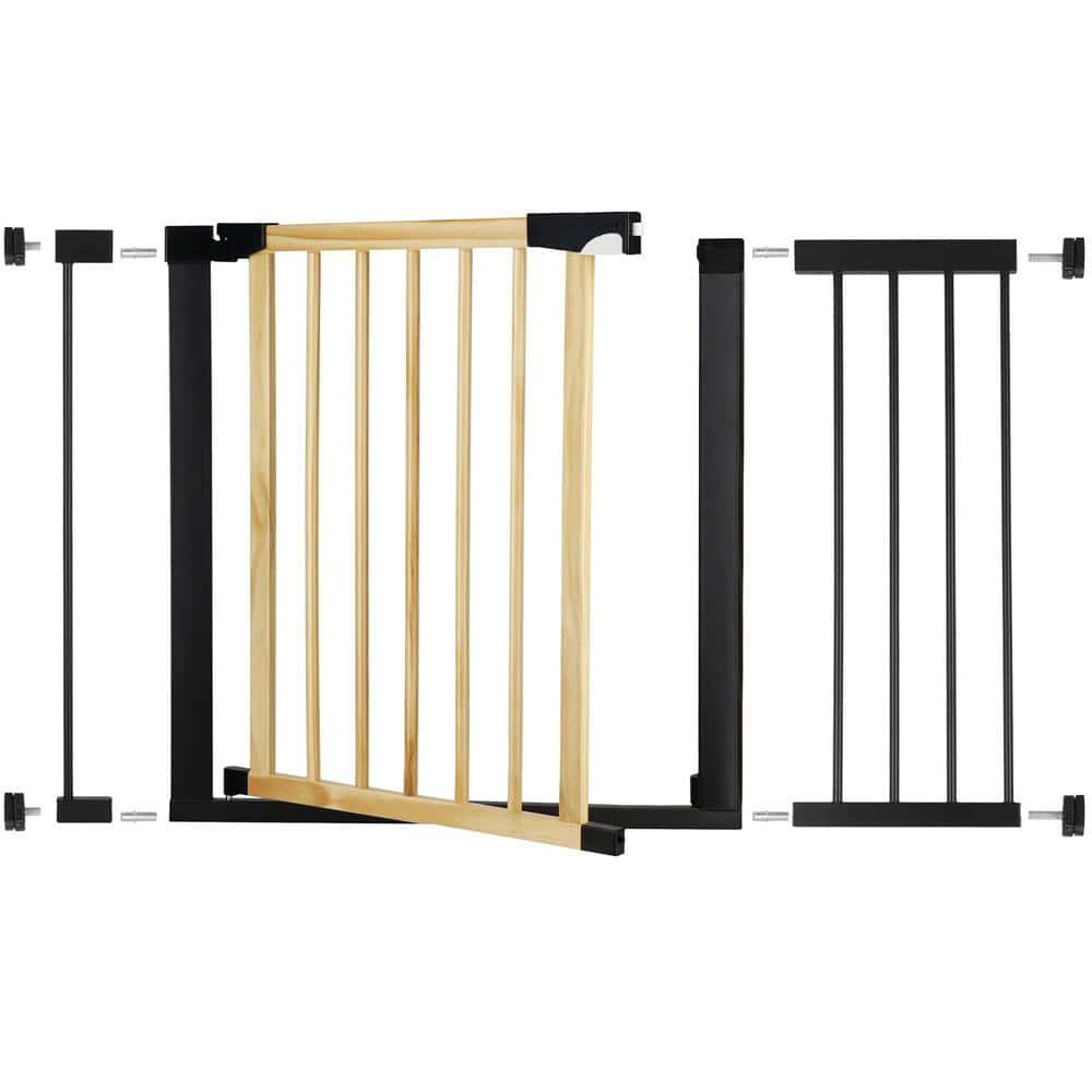 01-127 Poarta de siguranta Safety Gate pentru scari, ajustabila, din lemn cu structura otel, 110-117cm, negru maro Mob360 - imagine 1