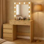 Masa de toaleta si machiaj Adele cu 5 sertare si oglinda 12 LED, 113x47x142 cm, sonoma Mob360