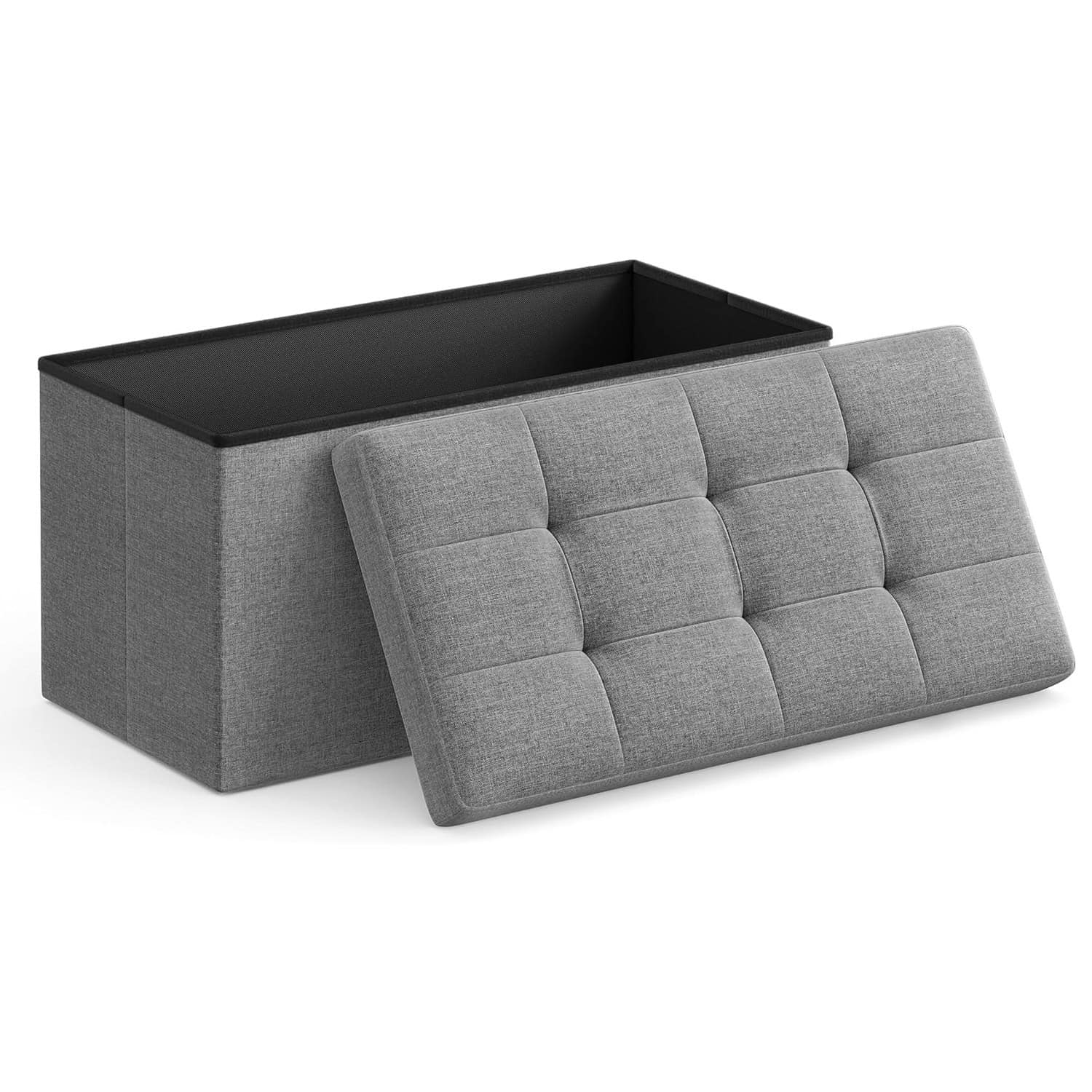 01-151 Taburet pliabil cu sezut moale, spatiu de depozitare 80litri, maxim 300kg, 76x38x38cm, gri Mob360 - imagine 1