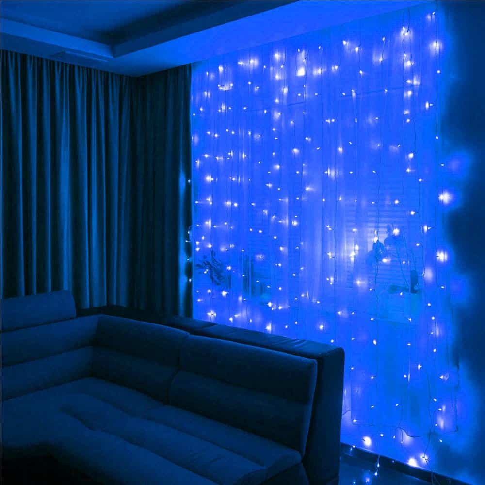 01-16 Ghirlanda luminoasa tip perdea 300 LED-uri, 3x3m, pentru interior, alimentare USB, albastru Mob360 - imagine 1