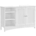 VASAGLE Dulap lavoar baie, cu 2 usi si un compartiment deschis cu rafturi reglabile, 90x30x60cm, alb Mob360