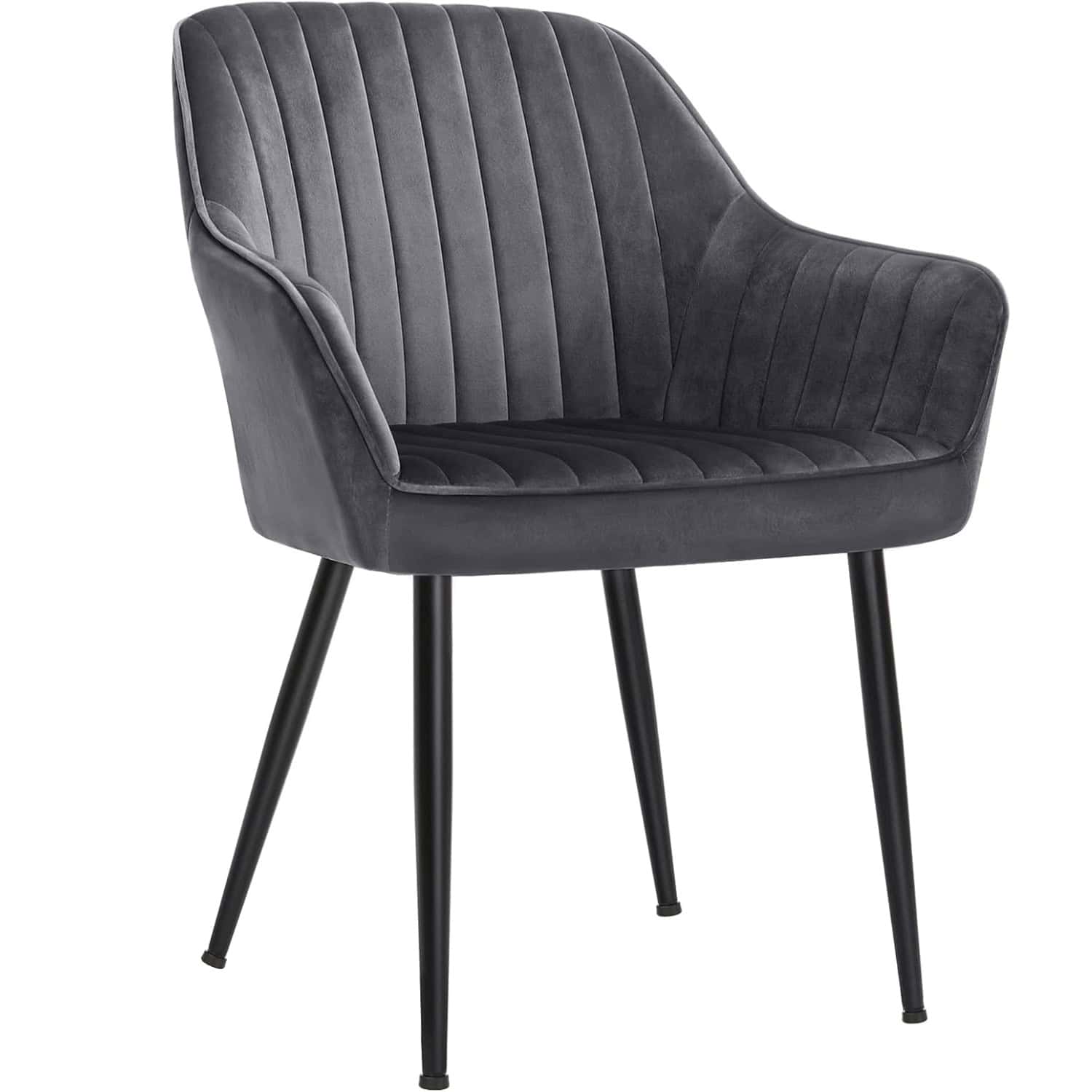 01-17 Scaun living tapitat din catifea cu cotiere, sarcina 110 kg, 63x60x85 cm, gri Mob360 - imagine 1