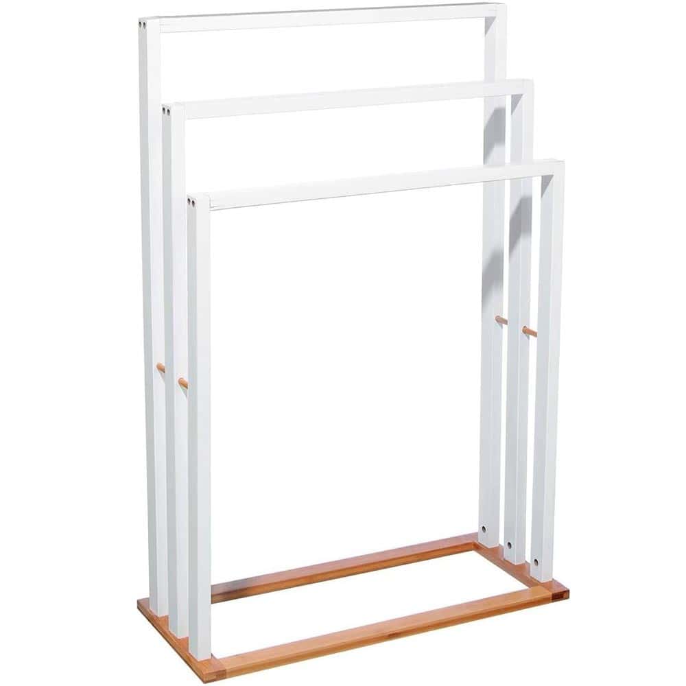 01-24 Suport prosoape 5Five Lysandre cu 3 rafturi, 55x24x82 cm, bambus alb Mob360 - imagine 1