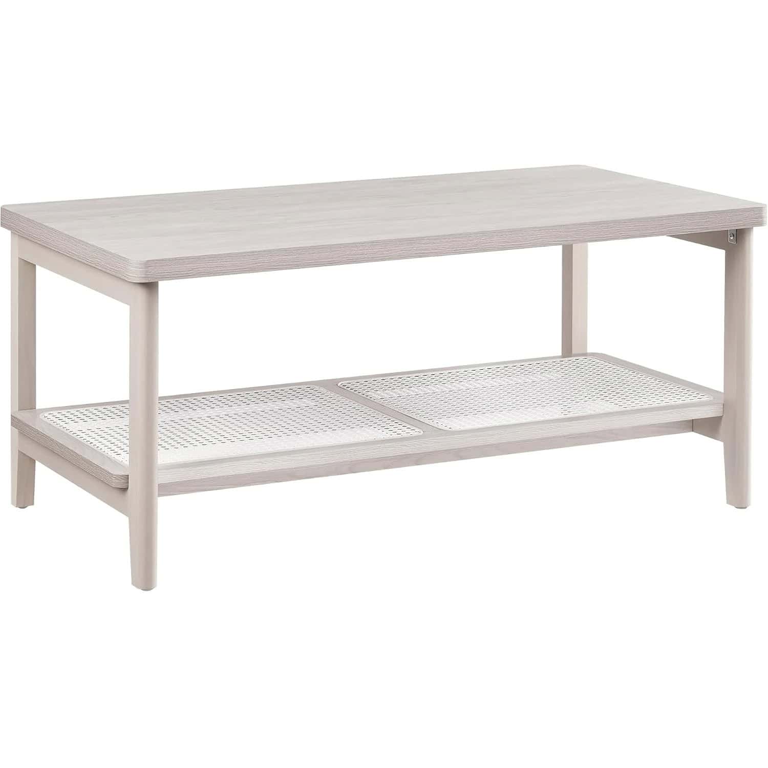 01-33 VASAGLE Masuta de cafea, din MDF, cu spatiu de depozitare pe 2 nivele, 55x100x45 cm, stil boho, bej Mob360 - imagine 1