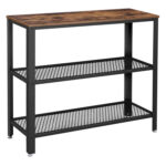 VASAGLE Masa de intrare, cadru metalic cu 3 polite din MDF, 35x102x80cm, maro rustic si negru Mob360