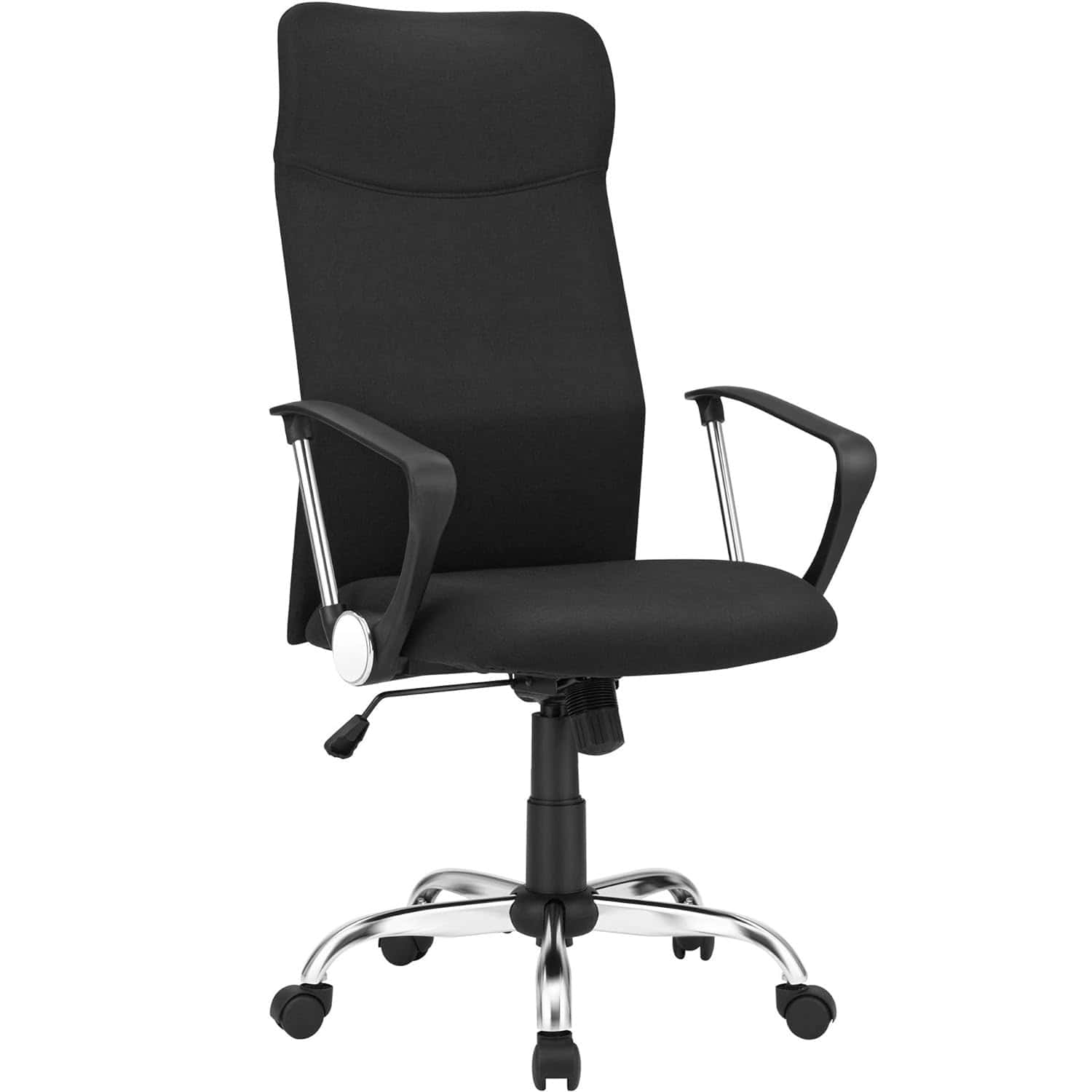 01-37 Scaun de birou ergonomic pentru sala de sedinte, pivotant, capitonat, inaltime reglabila si rabatabil, negru Mob360 - imagine 1