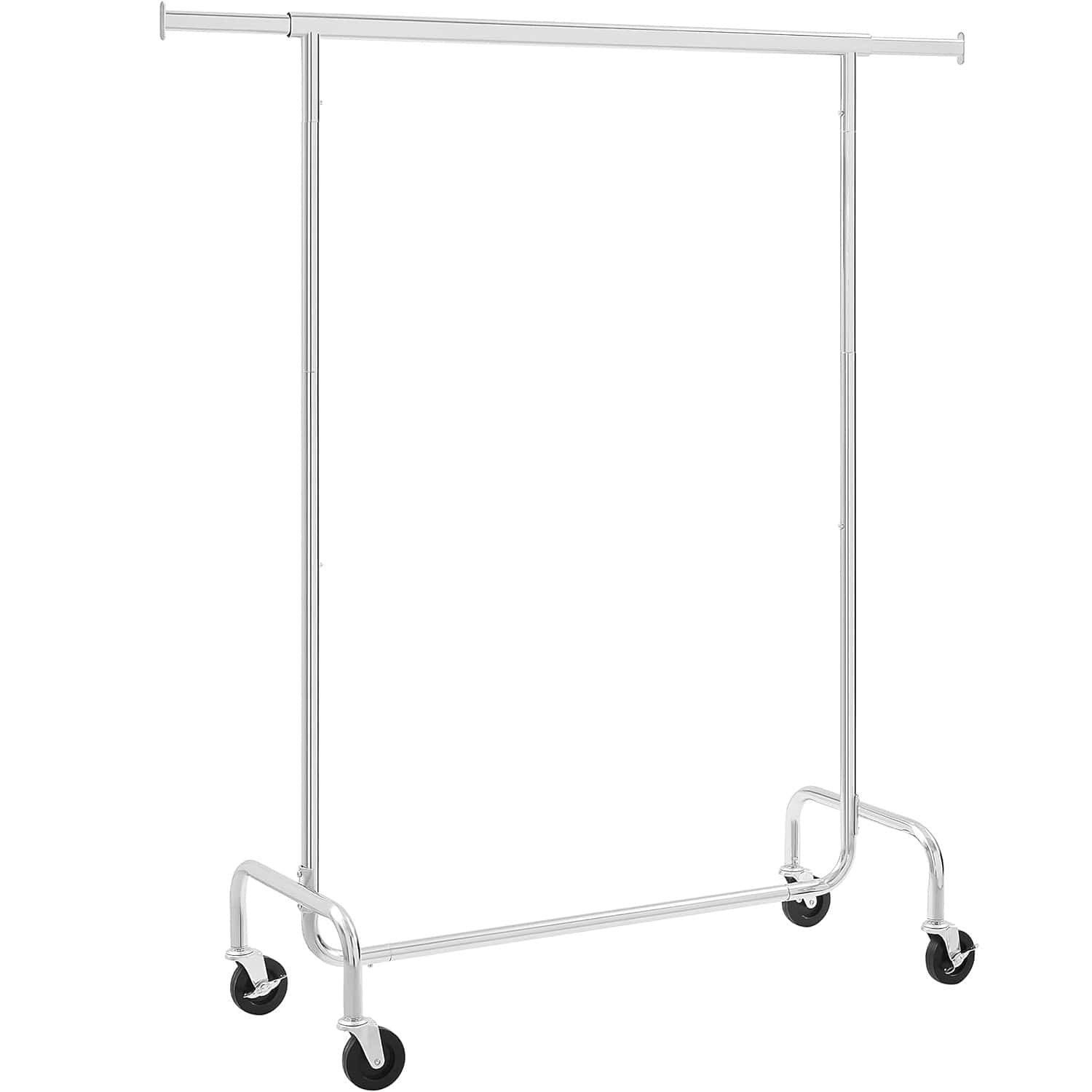 01-39 Suport pentru haine cu sina superioara extensibila, pe roti, reglabil pe latime, 45x(110-150)x160cm, inox argintiu Mob360 - imagine 1