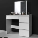 Masa de toaleta si machiaj Beta cu oglinda si 4 sertare, 94x43x130 cm, finisaj alb Mob360