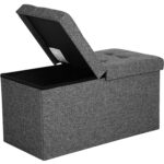 Taburet pliabil cu sezut moale, spatiu de depozitare 80litri, maxim 300kg, 76x38x38cm, gri Mob360