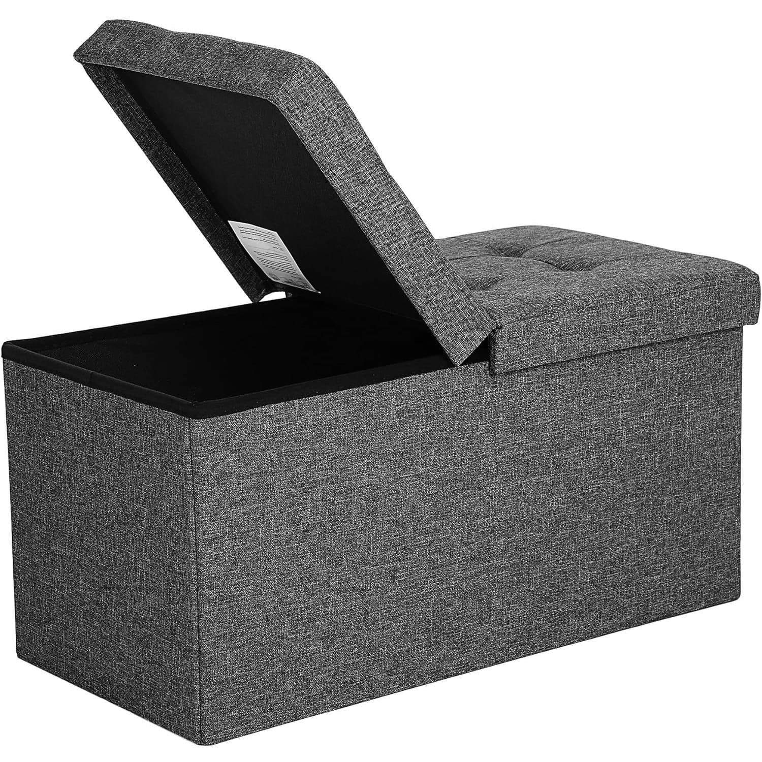 01-41 Taburet pliabil cu sezut moale, spatiu de depozitare 80litri, maxim 300kg, 76x38x38cm, gri Mob360 - imagine 1