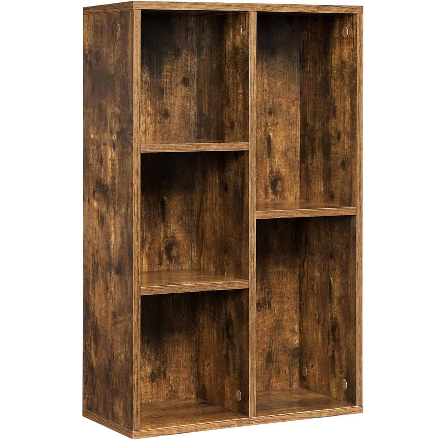 01-50 VASAGLE Biblioteca, raft cu 5 unitati de depozitare, pentru living, din lemn, 50x24x80cm, maro rustic Mob360 - imagine 1