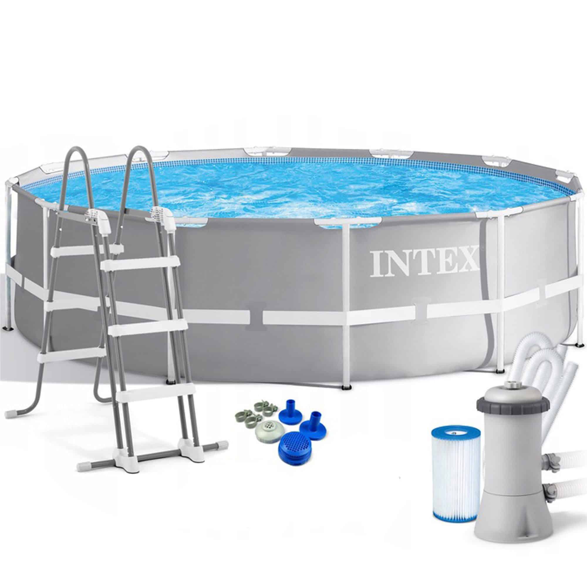 01-6 Piscina cadru metalic Intex Prism Frame, 366x99cm, 9.000 litri, cu pompa de filtrare si scara Mob360 - imagine 1