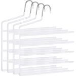 Set de 4 umerase pentru pantaloni, anti-alunecare, capacitate 5 perechi per umeras, 32cm, alb Mob360