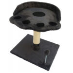 Ansamblu de joaca pentru pisici, cu culcus si loc pentru zgariat, minge, 48cm, gri inchis Mob360