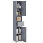 VASAGLE Dulap inalt 30x30x170 cm, cu sertar, rafturi reglabile si usi reversibile, MDF, gri Mob360 - imagine 8