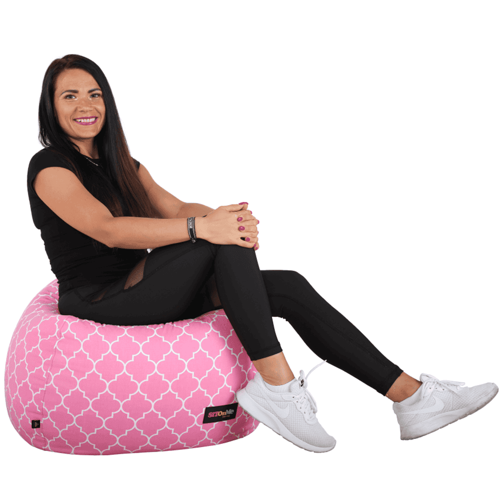 01-gomby-ruzovobiela-model-03 Fotoliu tip sac, roz/alb cu model, GOMBY - imagine 1