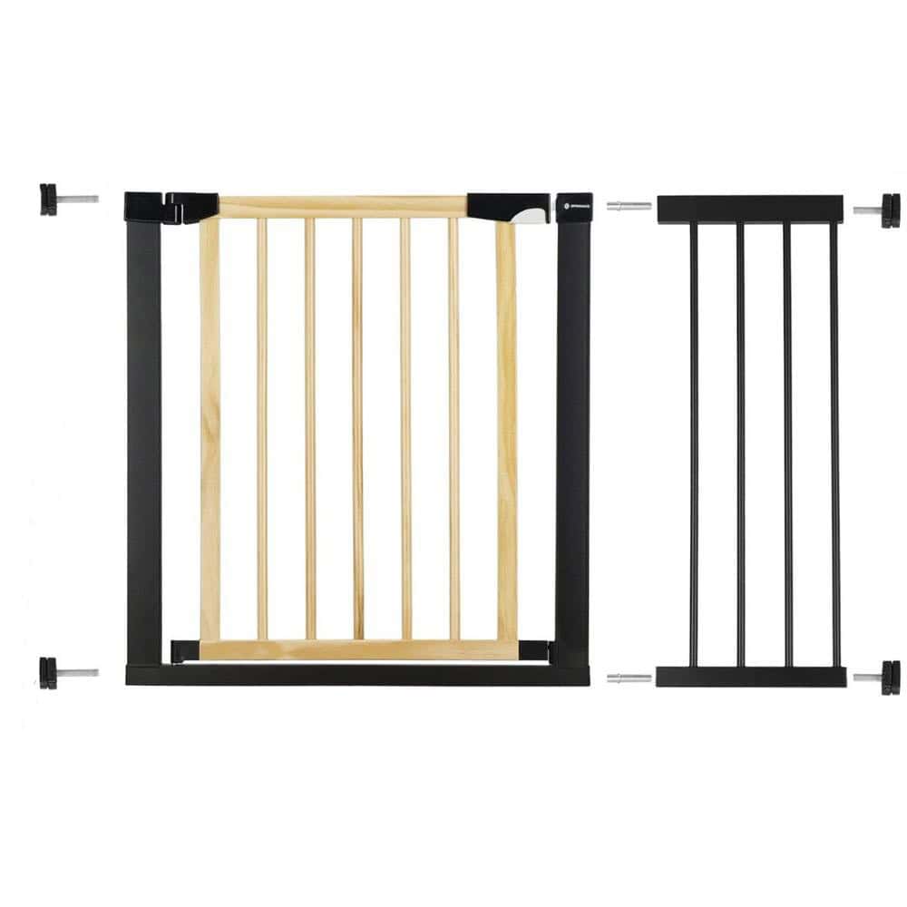 012-1 Poarta de siguranta Safety Gate pentru scari, ajustabila, din lemn cu structura otel, 103-110cm, negru maro Mob360 - imagine 1