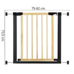 Poarta de siguranta Safety Gate pentru scari, ajustabila, din lemn cu structura otel, 75-82cm, negru maro Mob360 - imagine 8