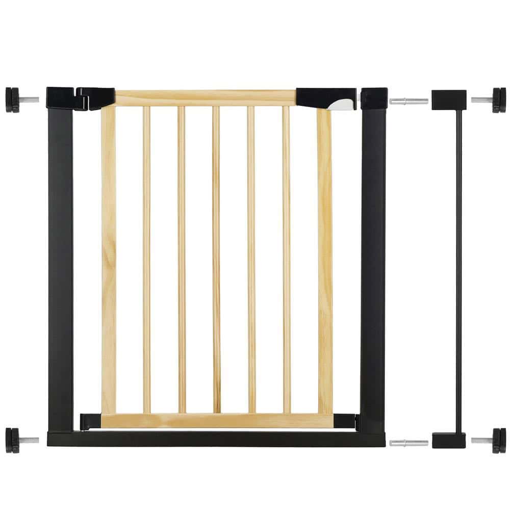 018 Poarta de siguranta Safety Gate pentru scari, ajustabila, din lemn cu structura otel, 82-89cm, negru maro Mob360 - imagine 1