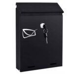 Cutie postala de exterior, pentru gard sau perete, din otel zincat, cu incuietoare, 26x6x19cm, gri inchis Mob360