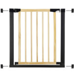 Poarta de siguranta Safety Gate pentru scari, ajustabila, din lemn cu structura otel, 75-82cm, negru maro Mob360 - imagine 2