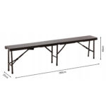 Banca pliabila pentru gradina sau catering, HDPDE, 180x25x43cm, maro Mob360 - imagine 2