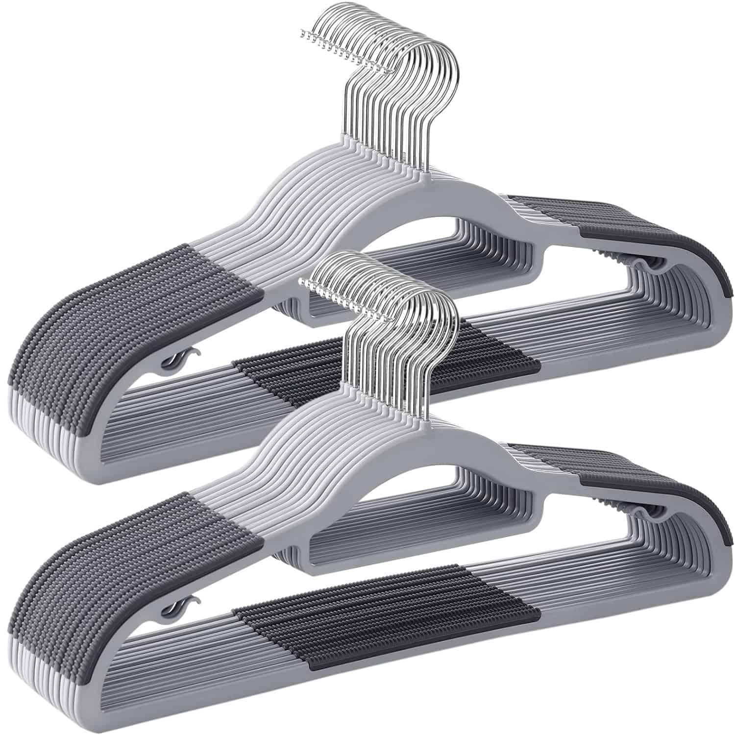 03-16 Set de 30 de umerase pentru haine, anti-alunecare, bara de cravata si carlig pivotant, 42cm, gri Mob360 - imagine 1