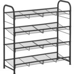 Pantofar cu 4 rafturi de depozitare, din metal, polite cu unghi reglabil, 28x69x65cm, negru Mob360