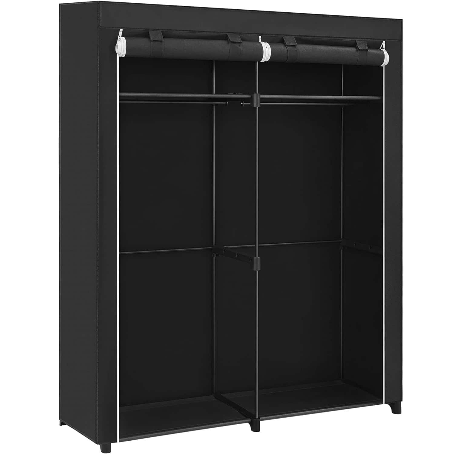 03-31 Garderoba pentru depozitarea hainelor, din material textil, cu 2 bare pentru umerase, 43x140x174cm, negru Mob360 - imagine 1