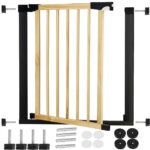 Poarta de siguranta Safety Gate pentru scari, ajustabila, din lemn cu structura otel, 75-82cm, negru maro Mob360 - imagine 3
