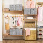 Set 6 cutii de depozitare, pliabile cu maner, material textil si oxford, 30x30x30 cm, gri Mob360 - imagine 6