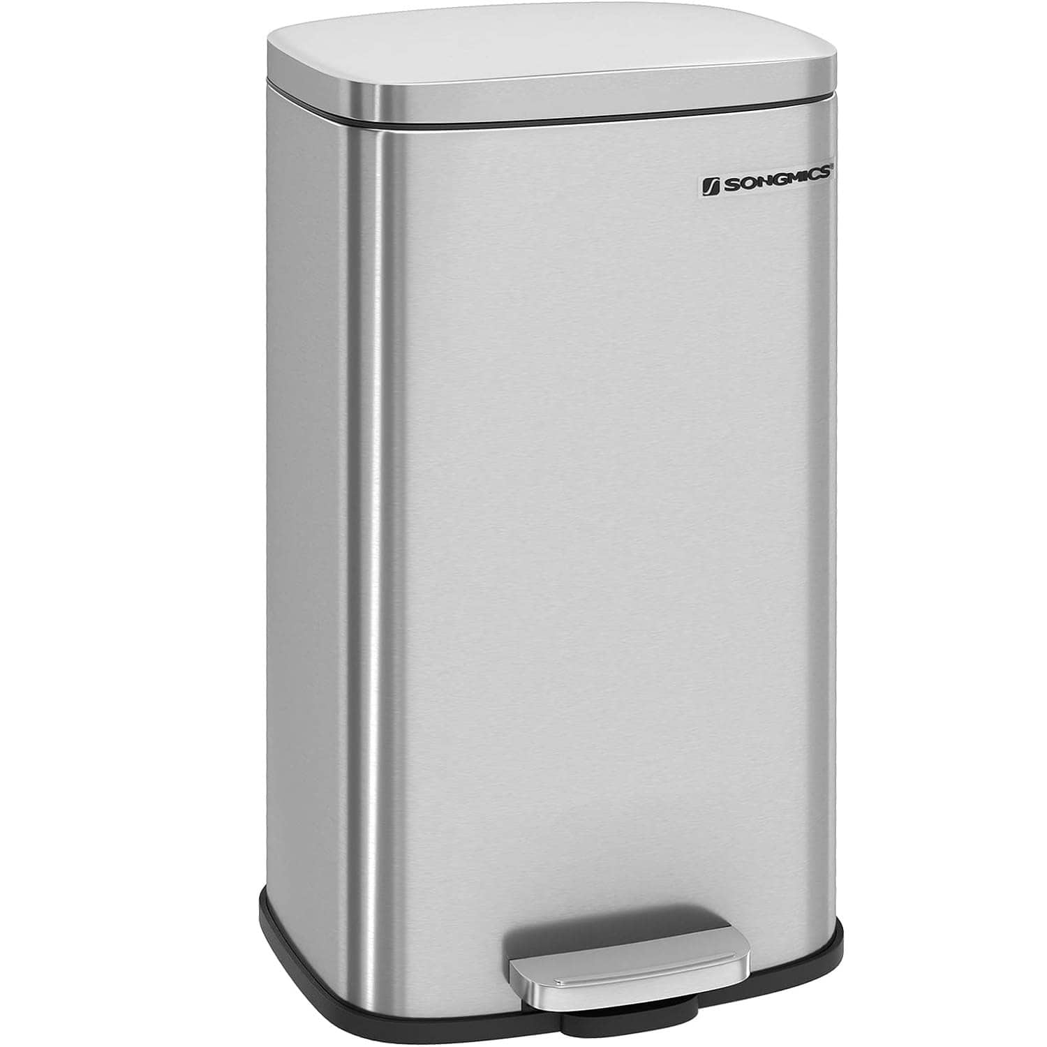 04-4 Cos de gunoi din otel cu pedala, galeata interioara plastic, capac inchidere lenta, 30L, 35x30x63cm, argintiu Mob360 - imagine 1