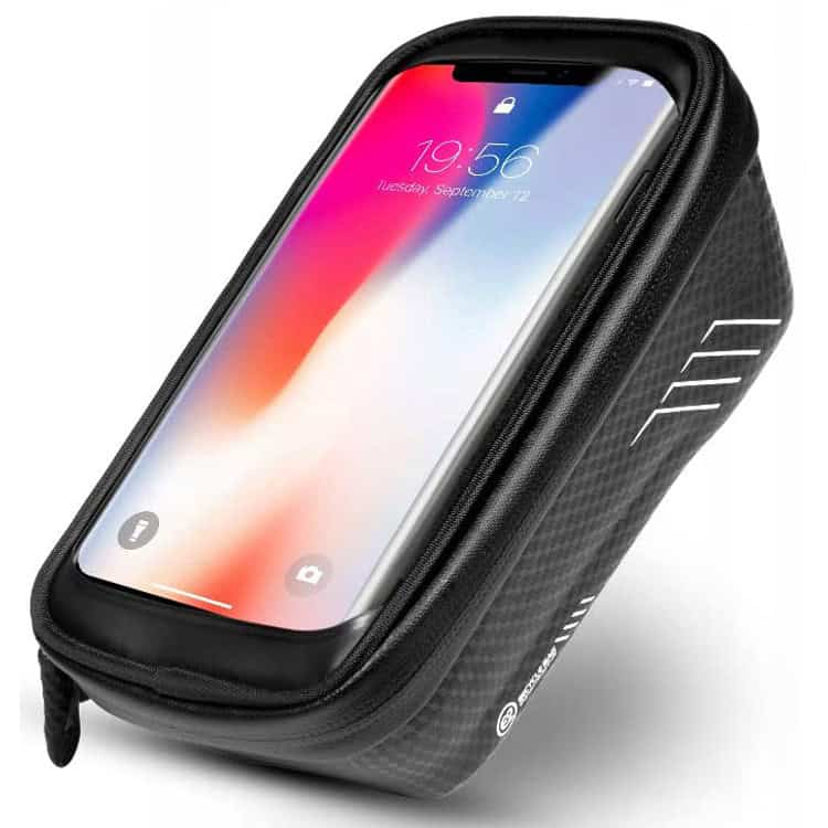 05-3 Borseta pentru bicicleta, impermeabila, cu husa pentru telefon, montare pe bara, 19,5x11x9cm Mob360 - imagine 1