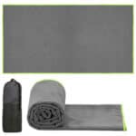 Prosop de plaja cu uscare de rapida, husa de transport, 90x180cm, gri Mob360 - imagine 6