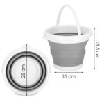 Lighean pliabil, rotund, din plastic si silicon, 25x19cm, 5litri, gri Mob360 - imagine 2