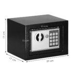 Seif electronic standard cu cifru si cheie, 170x230x170 mm, Otel, Negru Mob360 - imagine 2