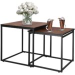 Set 2 mese pentru cafea, cadru otel, stil industrial, 50x50x52 cm si 45x45x47 cm, maro Mob360 - imagine 2