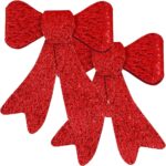 Set 2 ornamente pentru bradul de Craciun, fundita, 18cm, rosu Mob360 - imagine 2