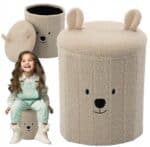 Taburet pentru copii, pliabil cu spatiu depozitare, 80kg, 28×34 cm, bej Mob360 - imagine 2