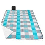 Patura pentru picnic sau plaja, cu folie izolatoare si maner, 200x240cm, albastru gri Mob360 - imagine 2