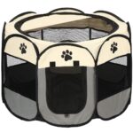 Tarc pliabil pentru animale de companie, diametru 91cm, gri crem Mob360