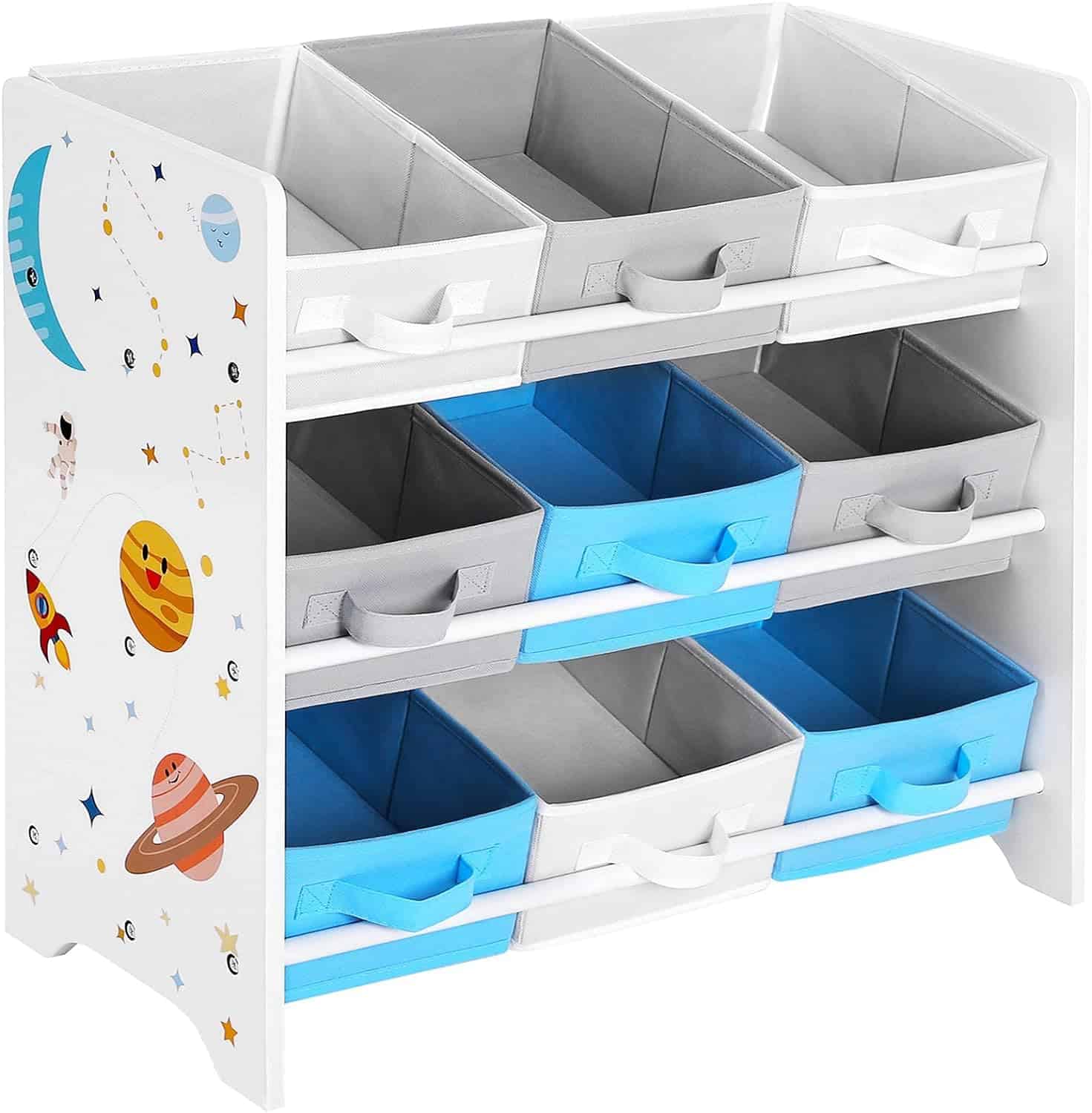 1-25 Raft de depozitare jucarii, 9 cutii detasabile din tesatura, 62x29x60cm, alb Mob360 - imagine 1