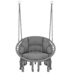 Scaun rotund tip leagan suspendat cu perna Confort Plus casa sau gradina, gri inchis Mob360 - imagine 2