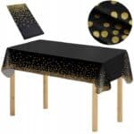 Fata de masa de unica folosinta pentru petreceri, 137x272cm, negru auriu Mob360 - imagine 2