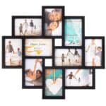 Rama foto de perete, colaj de 10 fotografii, 48x53cm, negru Mob360