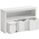 VASAGLE Comoda cu spatiu depozitare jucarii, 3 dulapuri mobile, 102x30x60 cm, alb Mob360