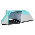Cort plaja sau camping, impemeabil, cu terasa, 4 locuri, 175x310x130cm, gri albastru Mob360